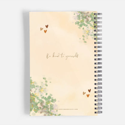 Green and Brown Watercolor Girl Spiral Daily Notebook - Ruled Line