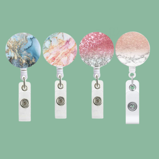 Marble Retractable Badge Reel for Name Badge Holders or Id cards