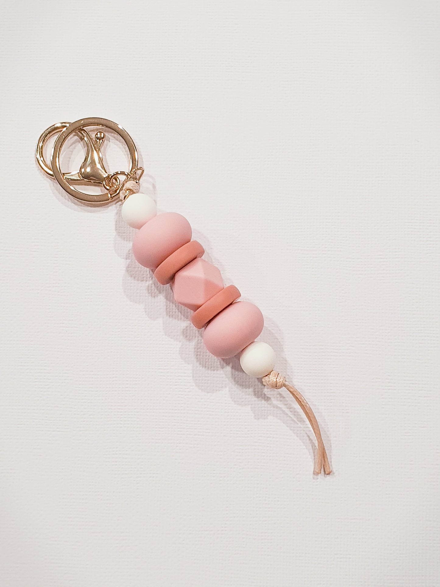 Pink and Clay Hexagon Collection - Boho Silicone Bead | Handmade Keyring or Lanyard