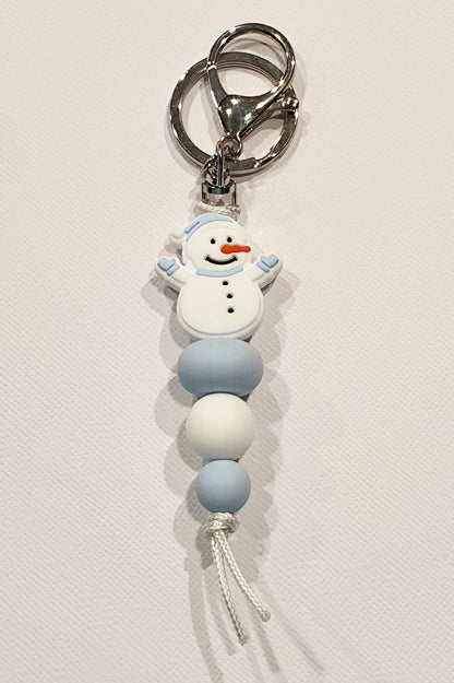 Christmas Key Ring Silicone Bead - Reindeer/Snowman/Santa/Ginger Bread Man/Xmas Tree - Keyrings