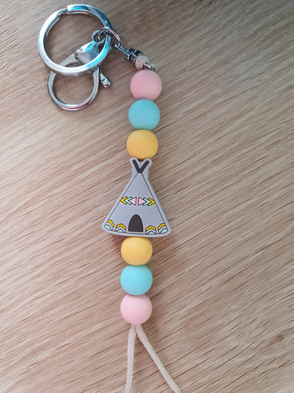 Tipi Tent / Teepee Tent / Indian Tent Silicone Bead | Handmade Keyring or Lanyard