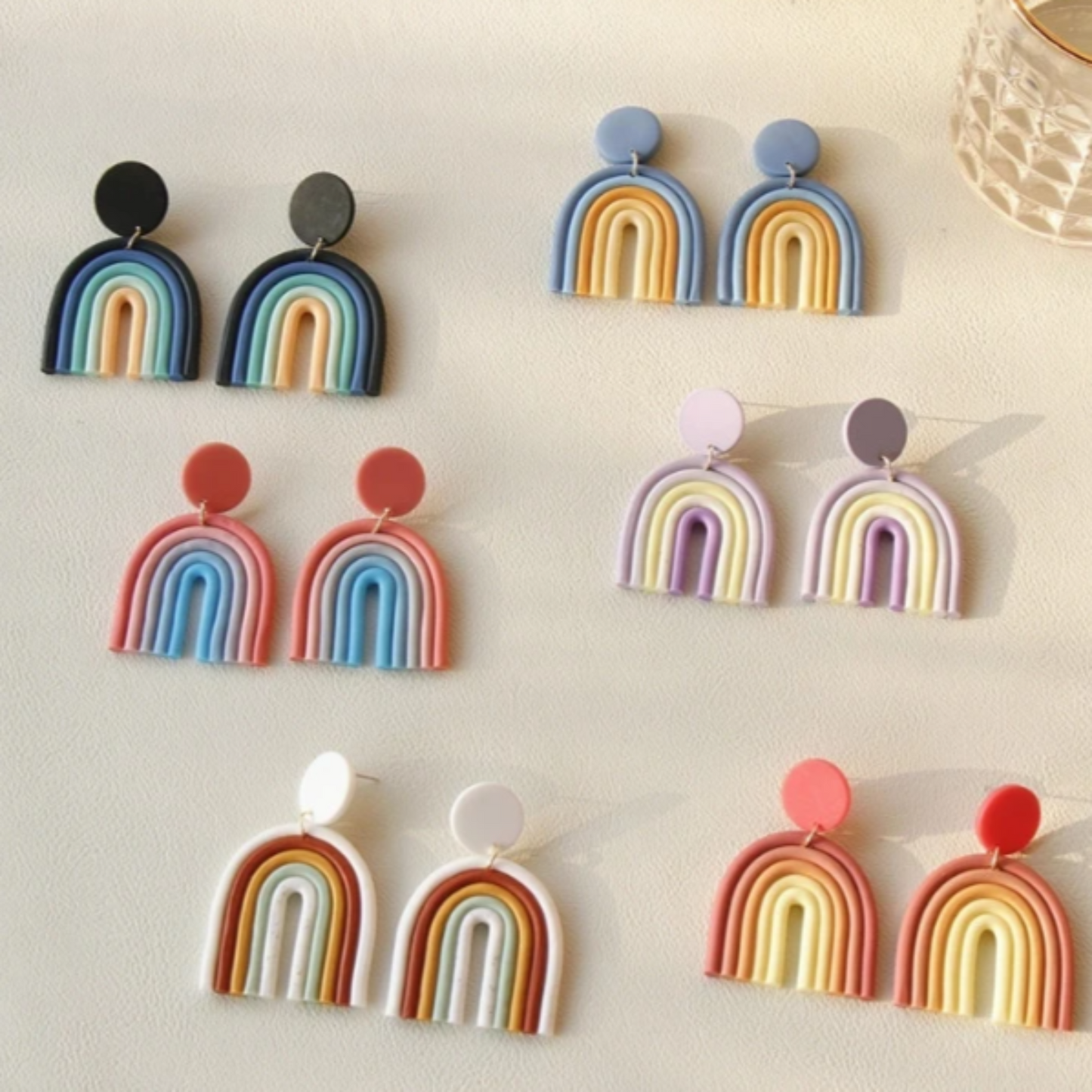 Polymeric Clay Rainbow Arch Earrings