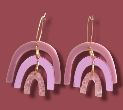 Rainbow Acrylic Earrings "Pink Lemonade" Dangle Earrings