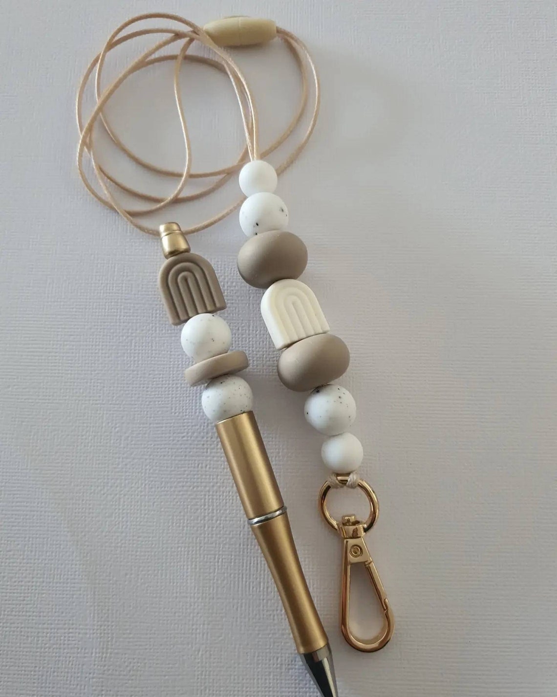 Silicone Arch Beaded PEN and LANYARD Set in BOHO Earth Tones